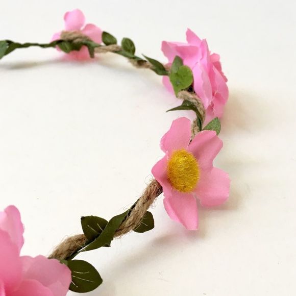 Floral Crown, Twine & Silk Floral on Twisted Wire - Picture 4 of 4